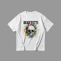 Dead'fetti Oversized Graphic Tee in Washed White with skull-and-confetti chest print