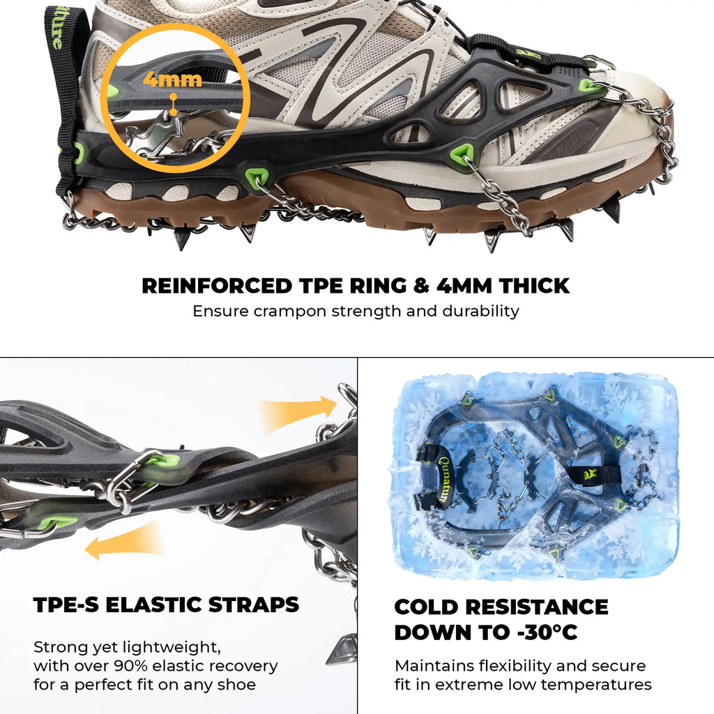 Crampon with TPE ring and elastic straps, shown on a white background.